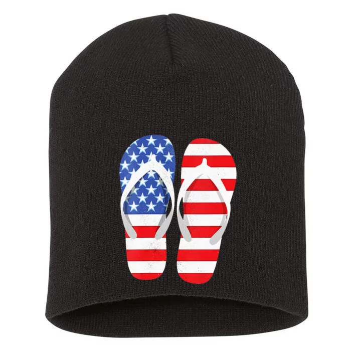 Womens American Flag Flip Flops Comfortable Slippers Flip Flops Short Acrylic Beanie