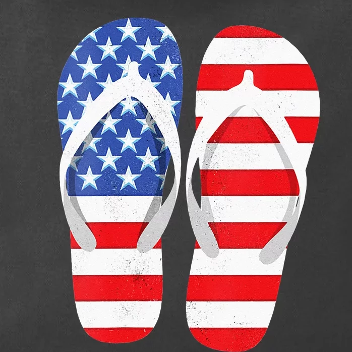 Womens American Flag Flip Flops Comfortable Slippers Flip Flops Zip Tote Bag