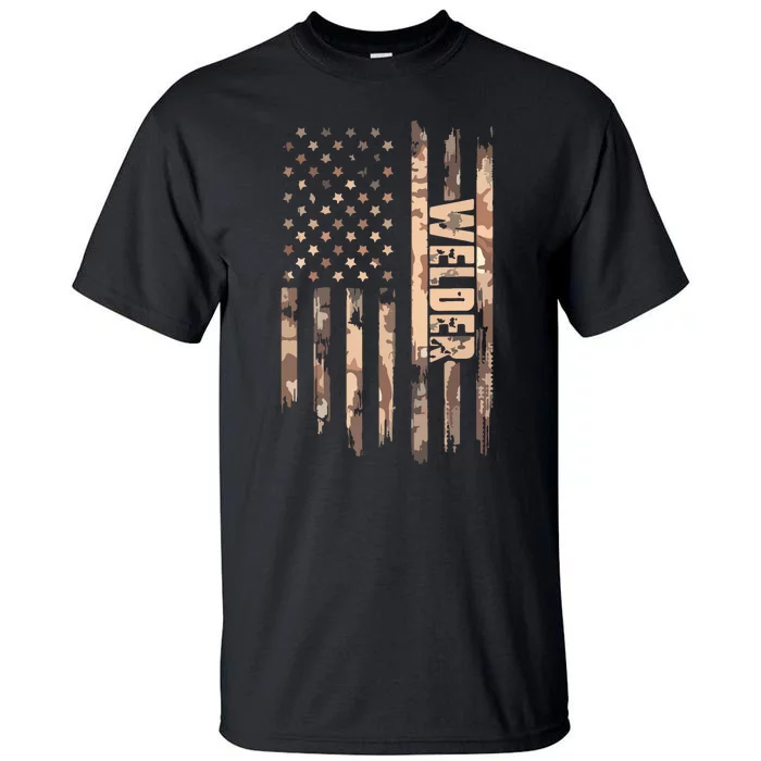 Welder American Flag Gift Welding Tall T-Shirt