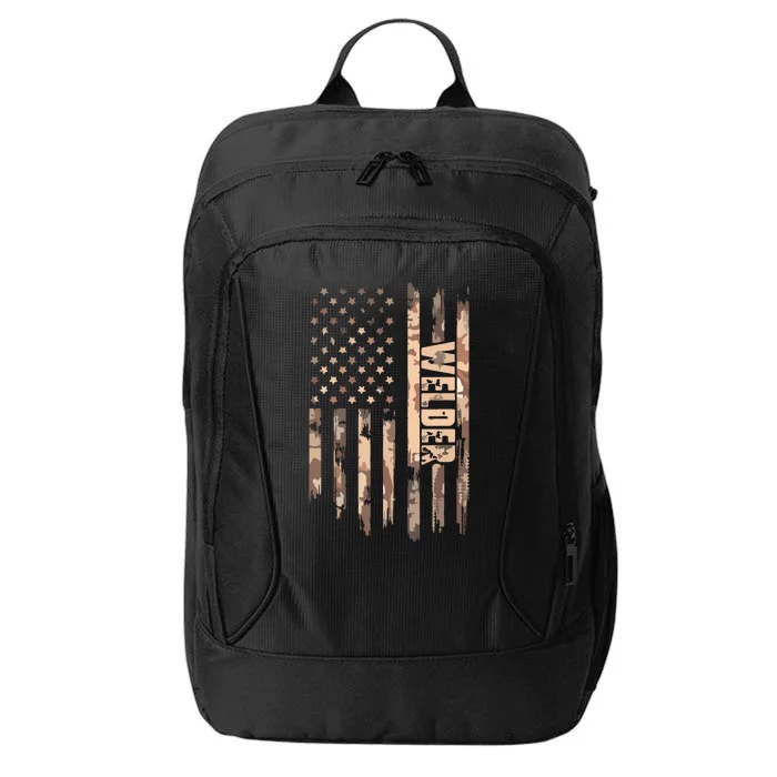 Welder American Flag Gift Welding City Backpack