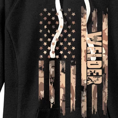 Welder American Flag Gift Welding Women's Fleece Hoodie