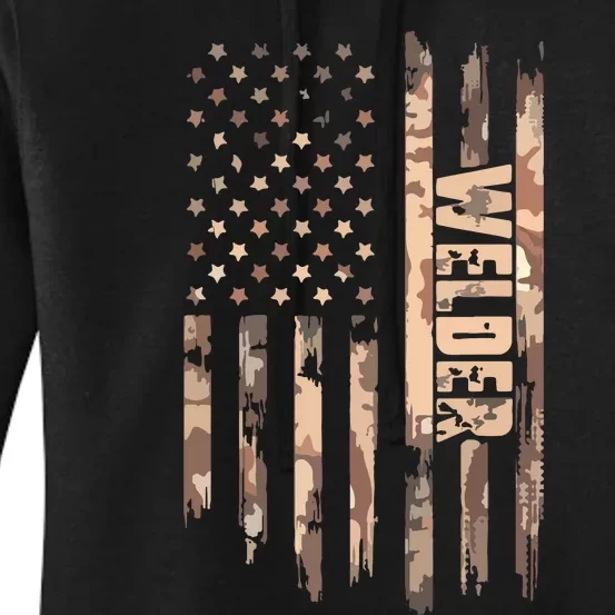 Welder American Flag Gift Welding Women's Pullover Hoodie