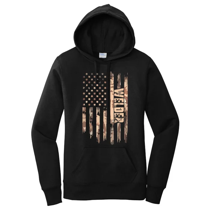 Welder American Flag Gift Welding Women's Pullover Hoodie