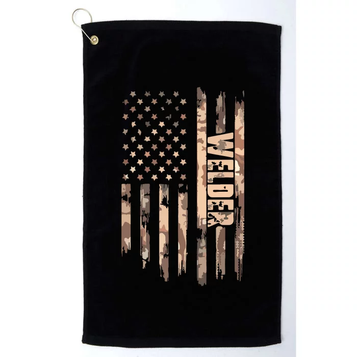 Welder American Flag Gift Welding Platinum Collection Golf Towel