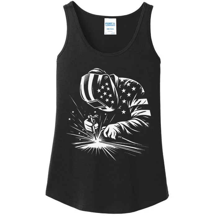 Welder American Flag Usa Patriotic Welding Welder Ladies Essential Tank