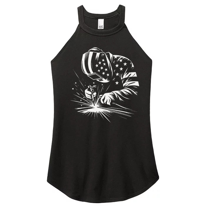 Welder American Flag Usa Patriotic Welding Welder Women’s Perfect Tri Rocker Tank