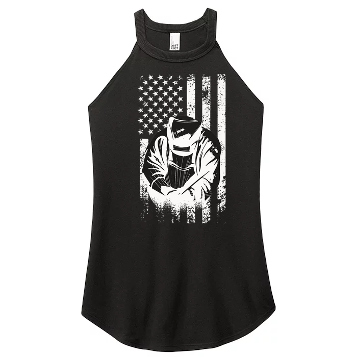 Welder american flag welding and welder motif Women’s Perfect Tri Rocker Tank