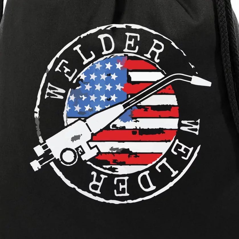 Welder American Flag Welding Gift Usa Patriotic Retro Helmet Drawstring Bag