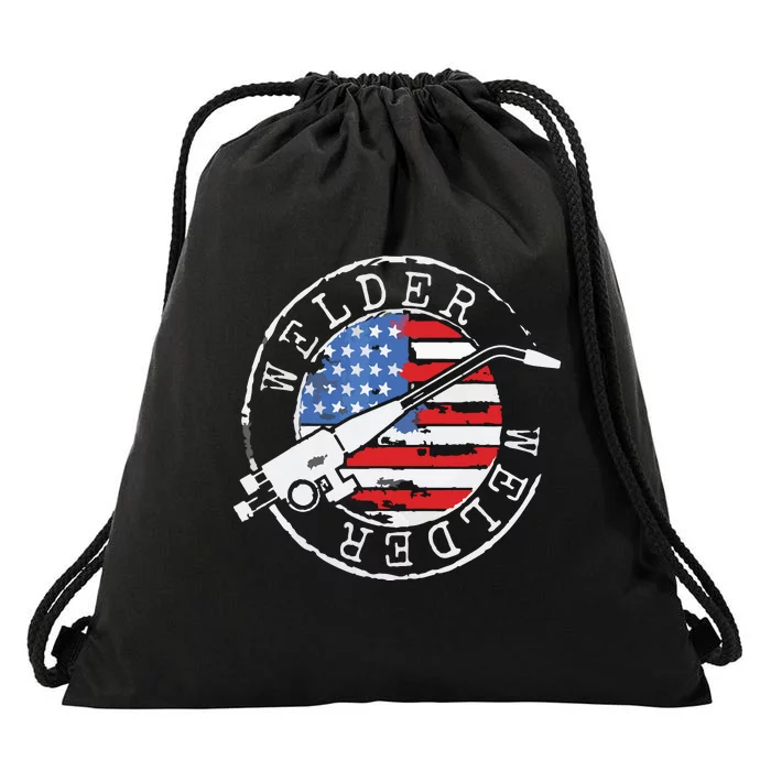 Welder American Flag Welding Gift Usa Patriotic Retro Helmet Drawstring Bag