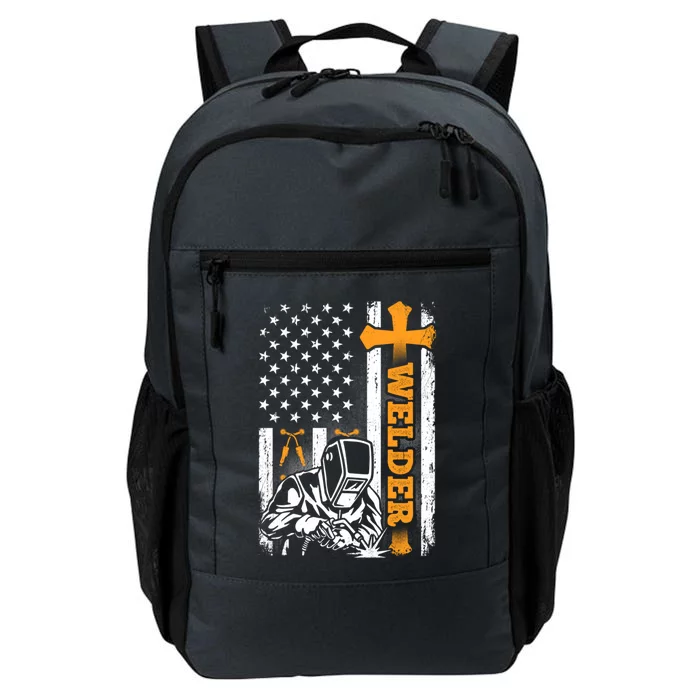 Welder American Flag Welding Technical Dad Fathers Day Papa Gift Daily Commute Backpack