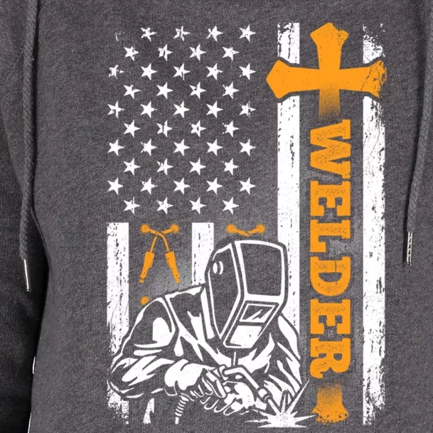 Welder American Flag Welding Technical Dad Fathers Day Papa Gift Womens Funnel Neck Pullover Hood