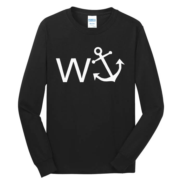 W Anchor Funny Wanker Jerk Funny Slang Tall Long Sleeve T-Shirt