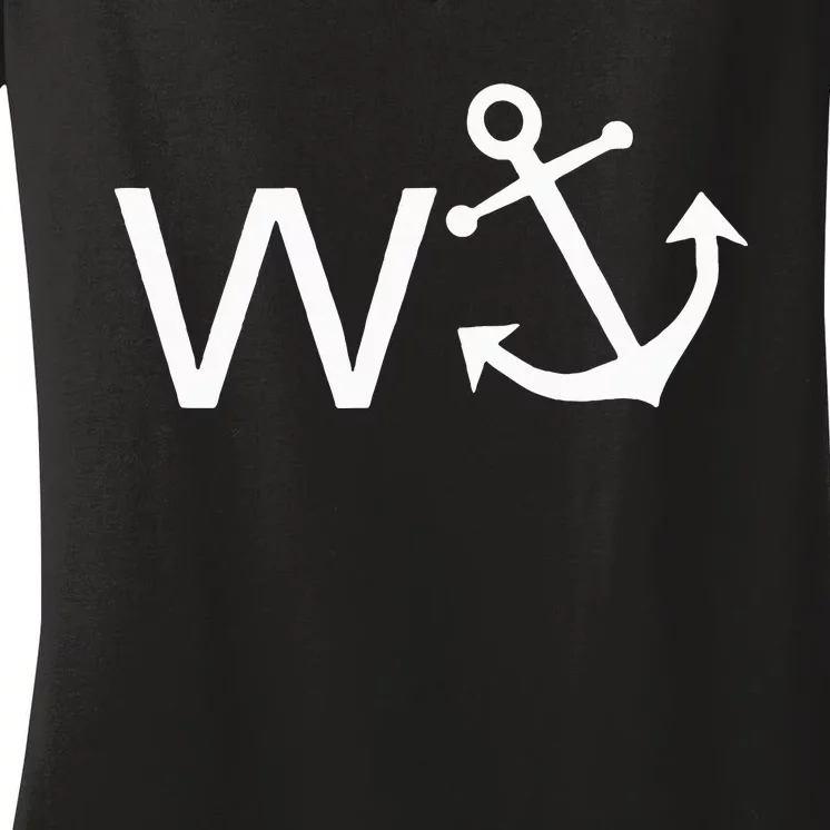 W Anchor Funny Wanker Jerk Funny Slang Women's V-Neck T-Shirt