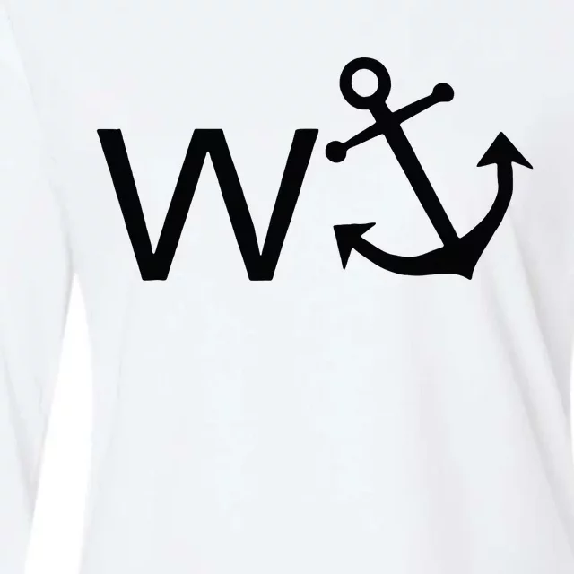 W Anchor Funny Wanker Jerk Funny Slang Womens Cotton Relaxed Long Sleeve T-Shirt