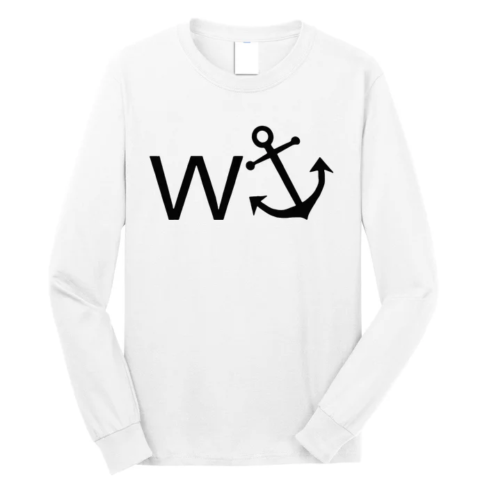 W Anchor Funny Wanker Jerk Funny Slang Long Sleeve Shirt