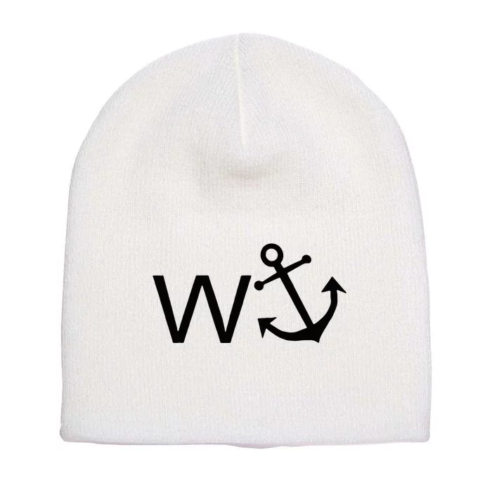 W Anchor Funny Wanker Jerk Funny Slang Short Acrylic Beanie