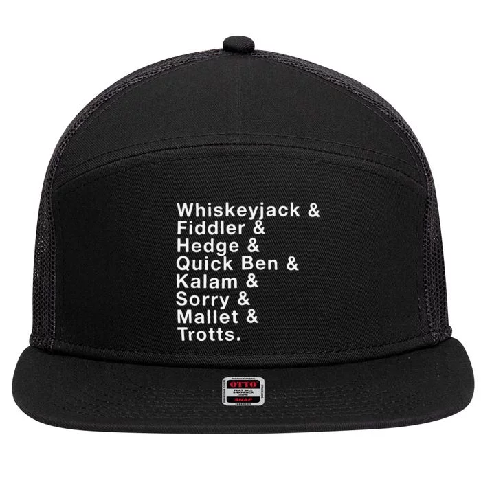 Whiskeyjack And Fiddler And Hedge And Quick Ben 7 Panel Mesh Trucker Snapback Hat