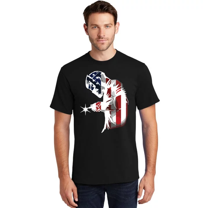 Welder American Flag USA Patriotic Welder Tall T-Shirt