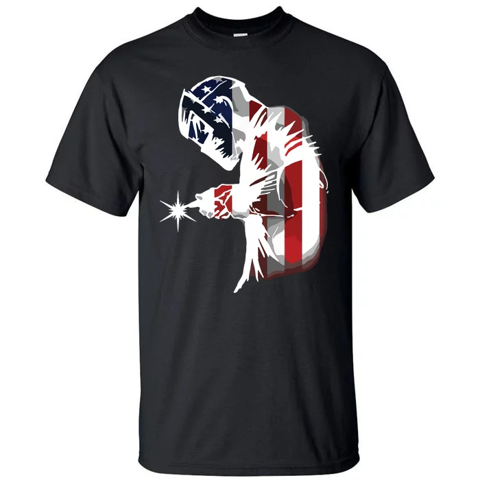 Welder American Flag USA Patriotic Welder Tall T-Shirt