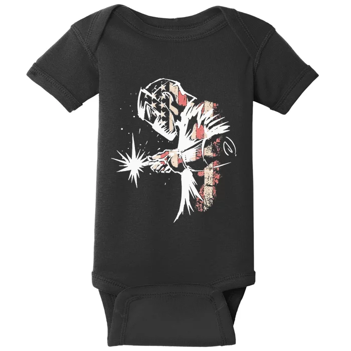 Welder American Flag Usa Patriotic Welder Baby Bodysuit