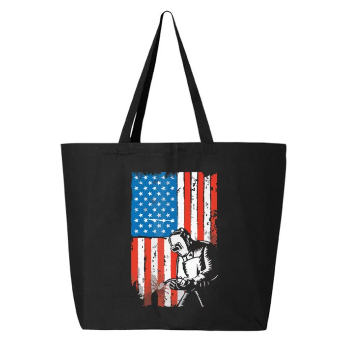 Welding American Flag Welder Fathers Day Design On Back 25L Jumbo Tote