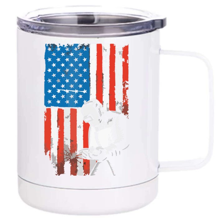 Welding American Flag Welder Fathers Day Design On Back Front & Back 12oz Stainless Steel Tumbler Cup