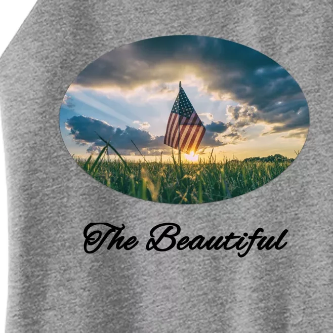 Waving American Flag The Beautiful Graphic Great Gift Women’s Perfect Tri Rocker Tank