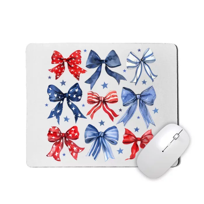 Women American Flag Coquette Bows 4th Of July Patriotic Bows Girl Gift Mousepad