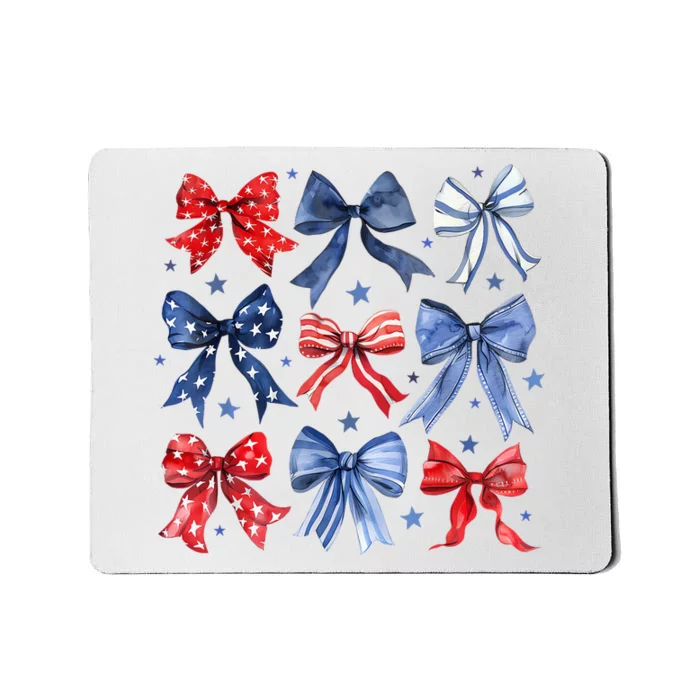 Women American Flag Coquette Bows 4th Of July Patriotic Bows Girl Gift Mousepad