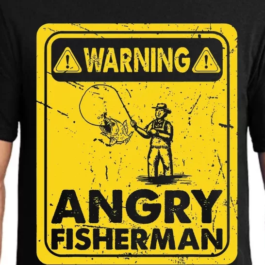 Warning Angry Fisherman Catching Fish Line Hooker Fisher Pajama Set