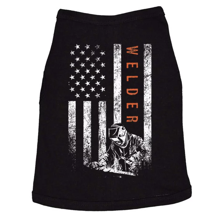 Welder American Flag Design Welding Doggie Tank