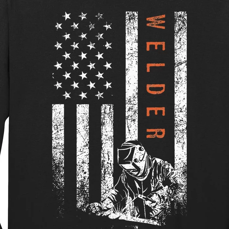 Welder American Flag Design Welding Tall Long Sleeve T-Shirt