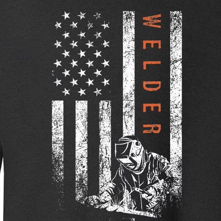 Welder American Flag Design Welding Toddler Sweatshirt