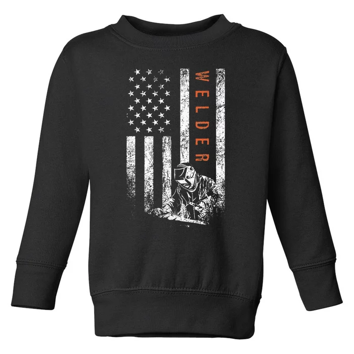 Welder American Flag Design Welding Toddler Sweatshirt