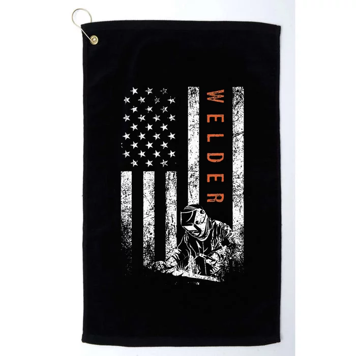 Welder American Flag Design Welding Platinum Collection Golf Towel