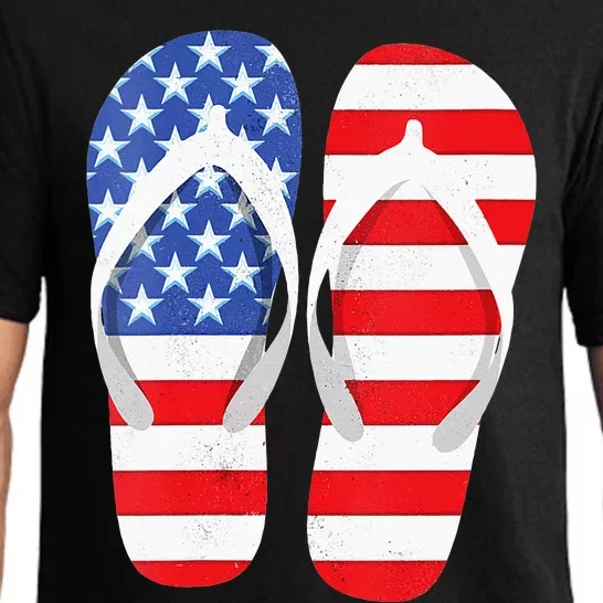 Womens American Flag Flip Flops Comfortable Slippers Flip Flops Pajama Set