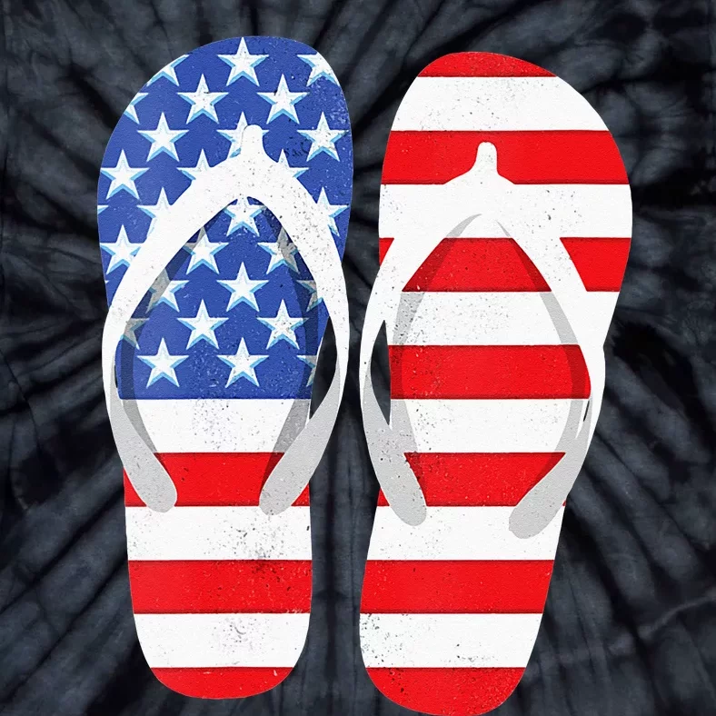 Womens American Flag Flip Flops Comfortable Slippers Flip Flops Tie-Dye T-Shirt