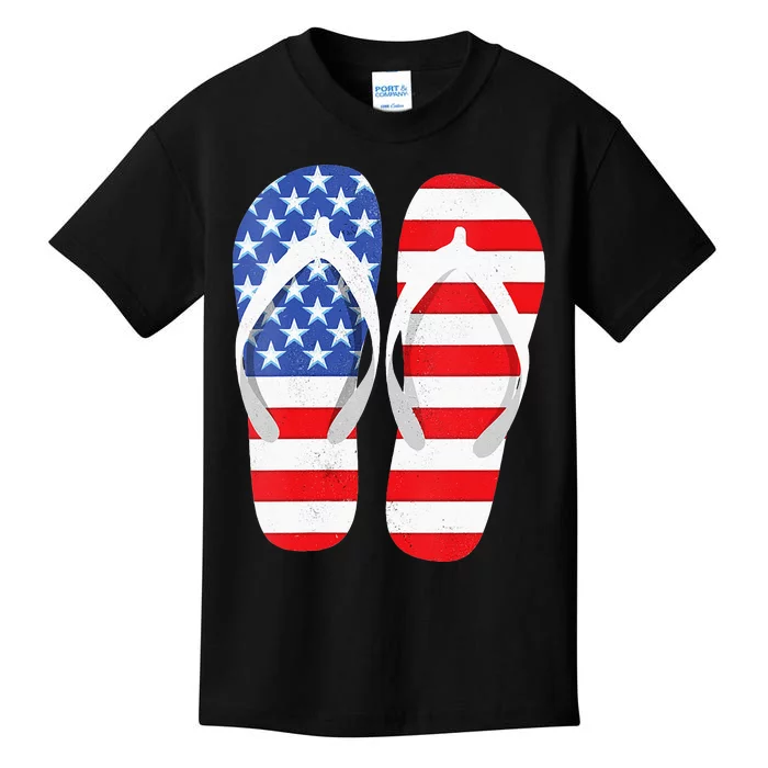 Womens American Flag Flip Flops Comfortable Slippers Flip Flops Kids T-Shirt