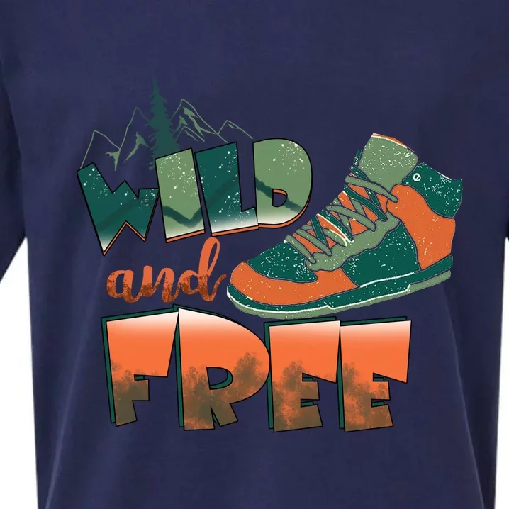 Wild And Free Camping Hiking Gift Hiking Shoes Sueded Cloud Jersey T-Shirt