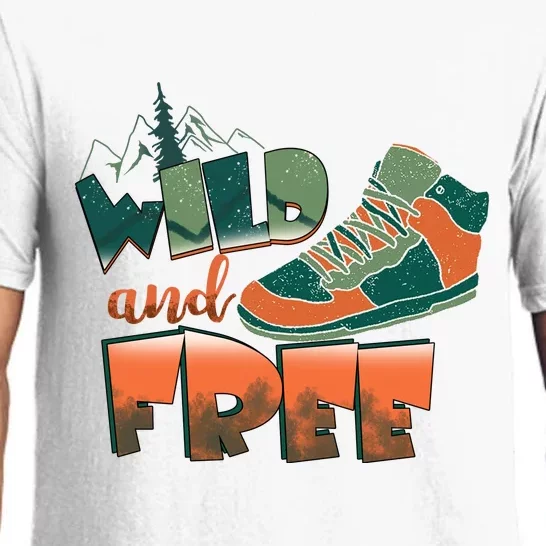 Wild And Free Camping Hiking Gift Hiking Shoes Pajama Set