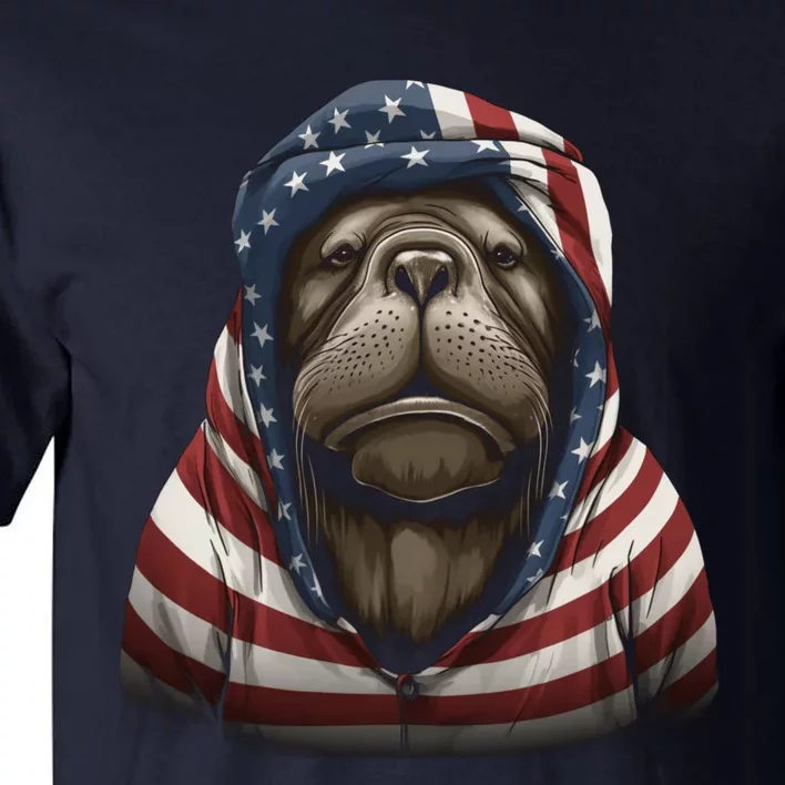 Walrus American Flag USA Tee 4th July Gifts Graphic Tees Tall T-Shirt