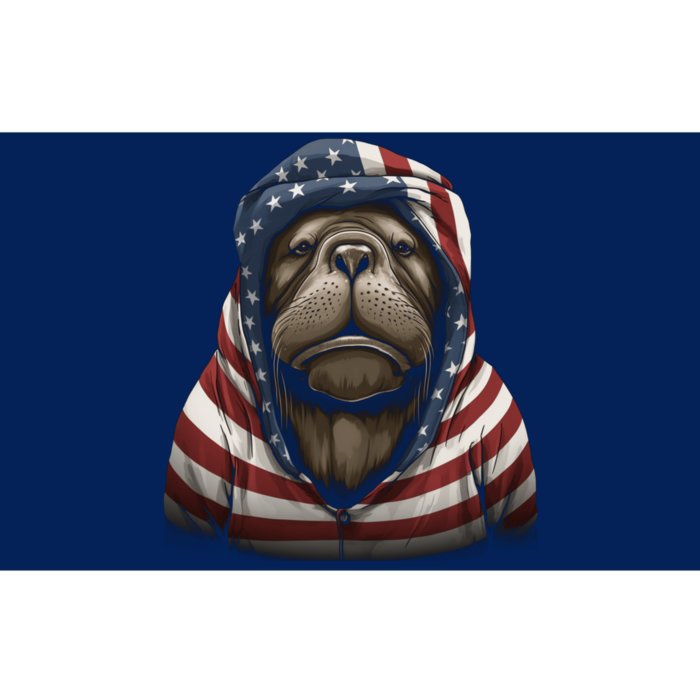 Walrus American Flag USA Tee 4th July Gifts Graphic Tees Bumper Sticker