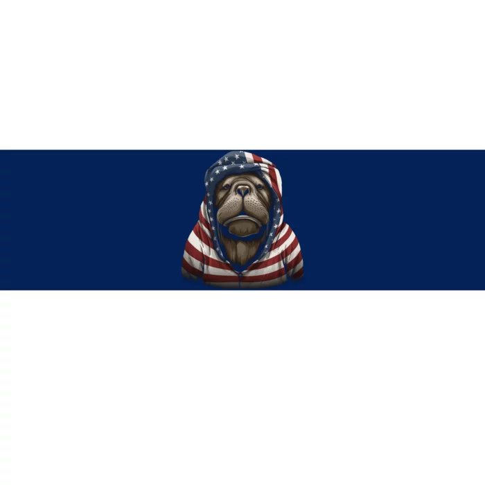 Walrus American Flag USA Tee 4th July Gifts Graphic Tees Bumper Sticker