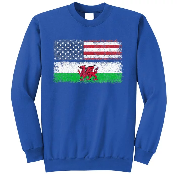 Welsh American Flag Wales Usa Pride America Tall Sweatshirt