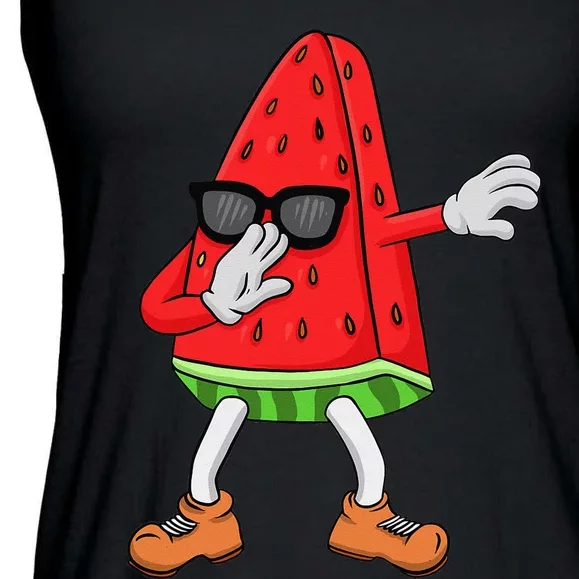 Watermelon Art For Dabbing Watermelon Wedge Lovers Ladies Essential Flowy Tank