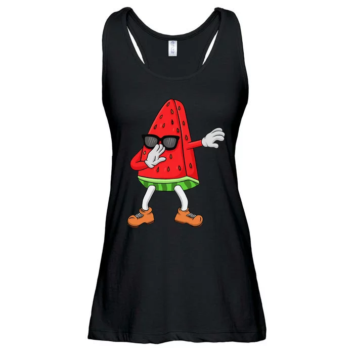 Watermelon Art For Dabbing Watermelon Wedge Lovers Ladies Essential Flowy Tank