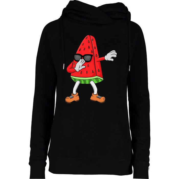 Watermelon Art For Dabbing Watermelon Wedge Lovers Womens Funnel Neck Pullover Hood