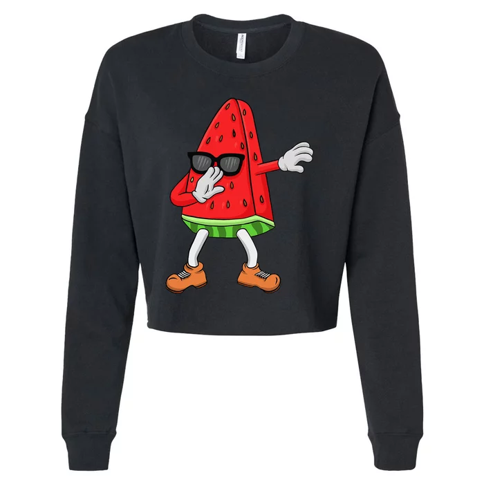 Watermelon Art For Dabbing Watermelon Wedge Lovers Cropped Pullover Crew