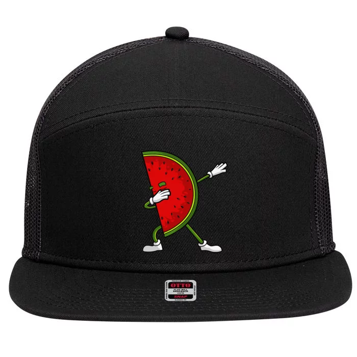 Watermelon Art For Dabbing Watermelon Wedge Lovers 7 Panel Mesh Trucker Snapback Hat