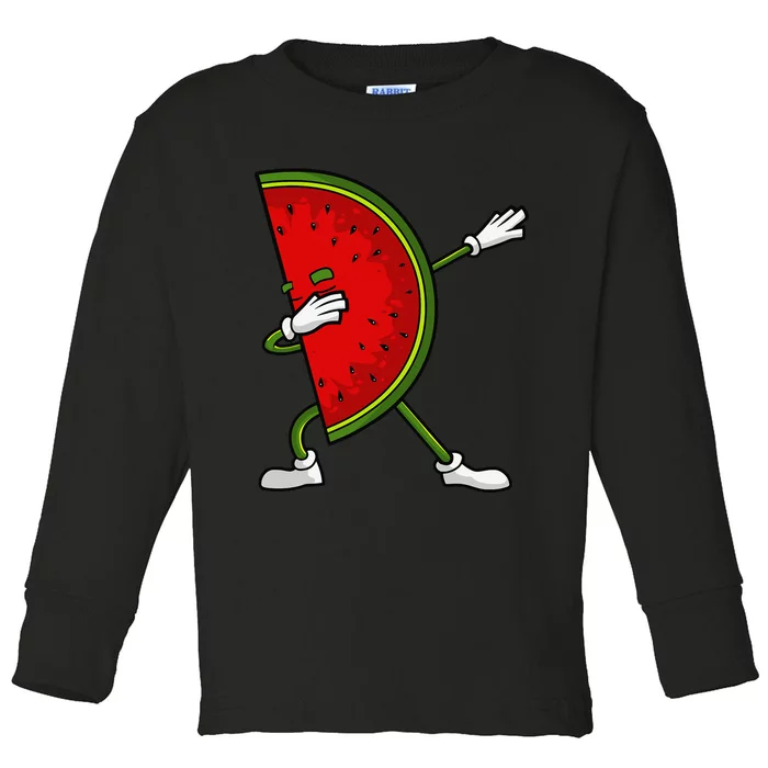 Watermelon Art For Dabbing Watermelon Wedge Lovers Toddler Long Sleeve Shirt